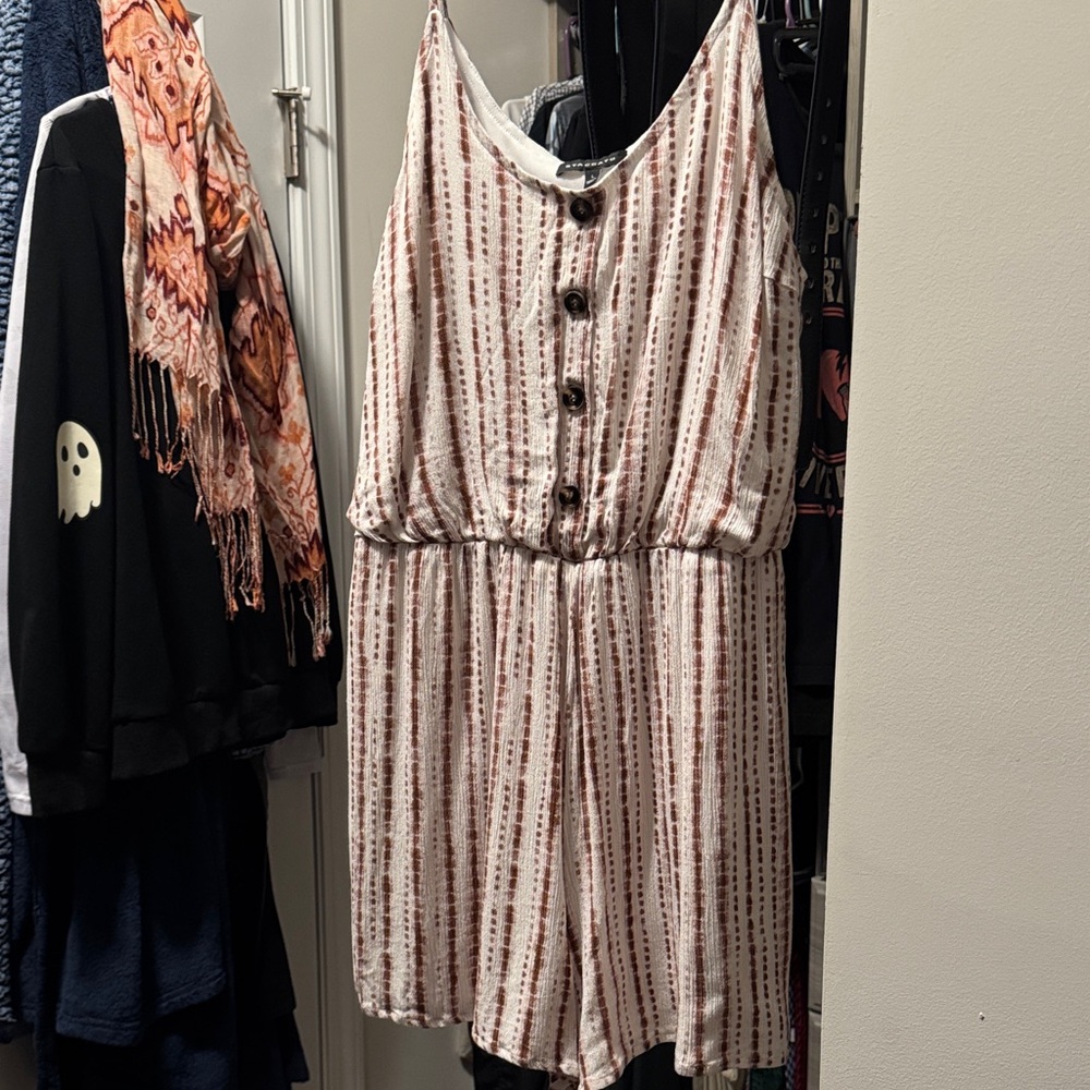 Staccato Maroon and White Striped Romper